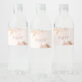 Boho Soft Pink Floral Flowers Birthday Party Waterfles Etiket (Flessen)