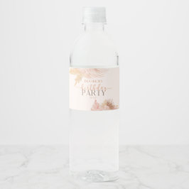 Boho Soft Pink Floral Flowers Birthday Party Waterfles Etiket