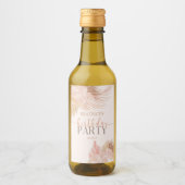 Boho Soft Pink Floral Flowers Birthday Party Wijn Etiket (Voorkant)