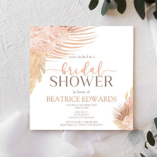 Boho Soft Pink Floral Flowers Vrijgezellenfeest Kaart