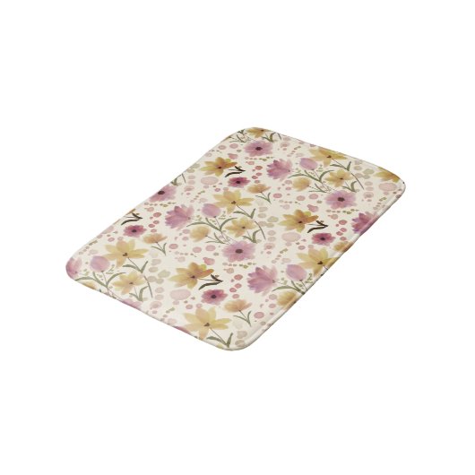Boho Soft Pink Watercolor Wildflower  Badmat (Gekanteld)