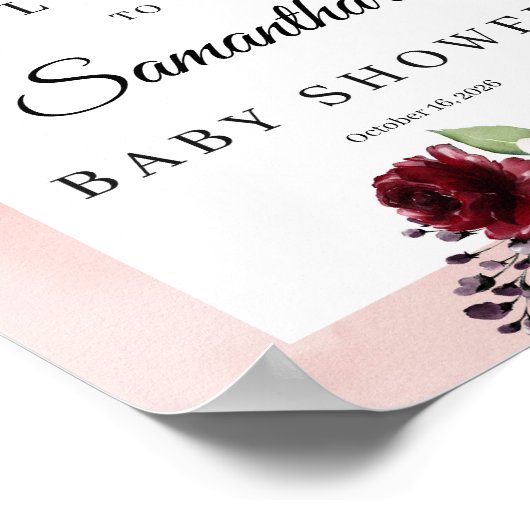 Boho soft roze floral baby shower welkomstteken poster (Hoek)