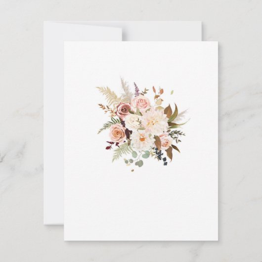 Boho Soft Rozen/White Flowers/Wedding/SaveThe Date (Achterkant)