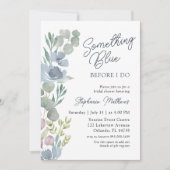Boho Something Blue Floral Shower Invitation Kaart (Voorkant)