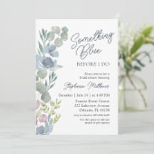 Boho Something Blue Floral Shower Invitation Kaart (Staand voorkant)