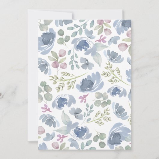 Boho Something Blue Floral Shower Invitation Kaart (Achterkant)