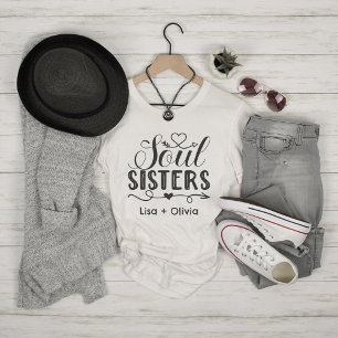 Boho Soul Sisters Aangepaste Naam Beste Vriend T-shirt