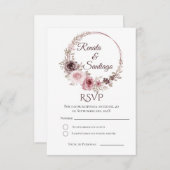 Boho Spaans Bruiloft RSVP Kaart (Voorkant / Achterkant)