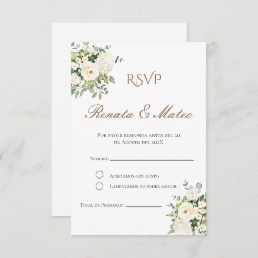 Boho Spaans Bruiloft RSVP Kaart (Voorkant / Achterkant)