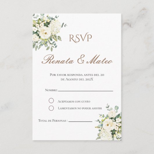 Boho Spaans Bruiloft RSVP Kaart (Voorkant)