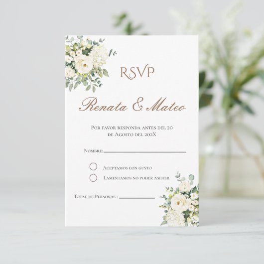 Boho Spaans Bruiloft RSVP Kaart (Staand voorkant)