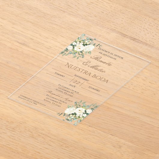 Boho Spaanse Acryl bruiloft uitnodiging (Laagn)