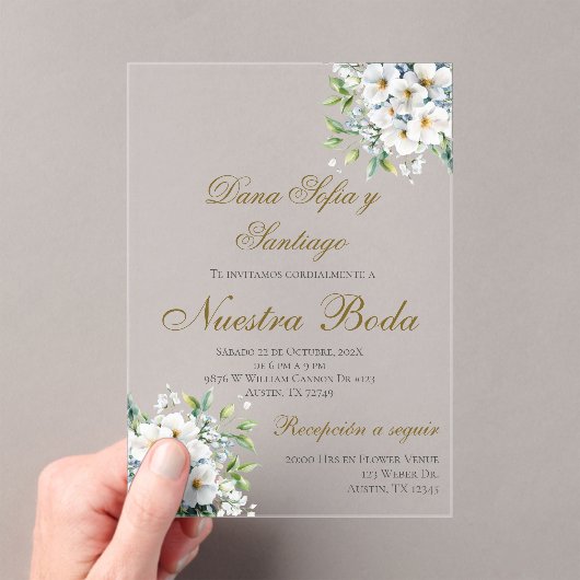 Boho Spaanse bruiloft acryl uitnodiging (Insitu (Draagbaar))