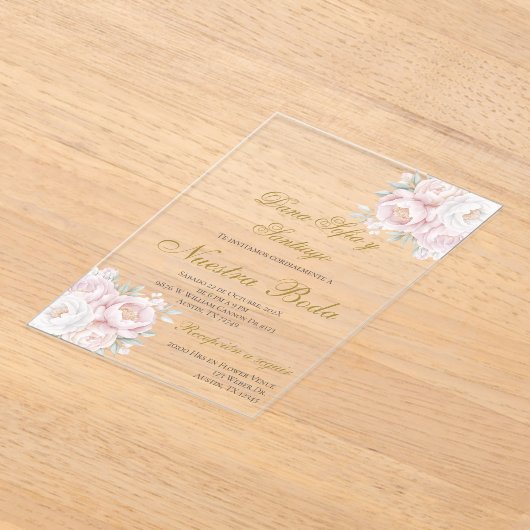 Boho Spaanse bruiloft acryl uitnodiging (Laagn)