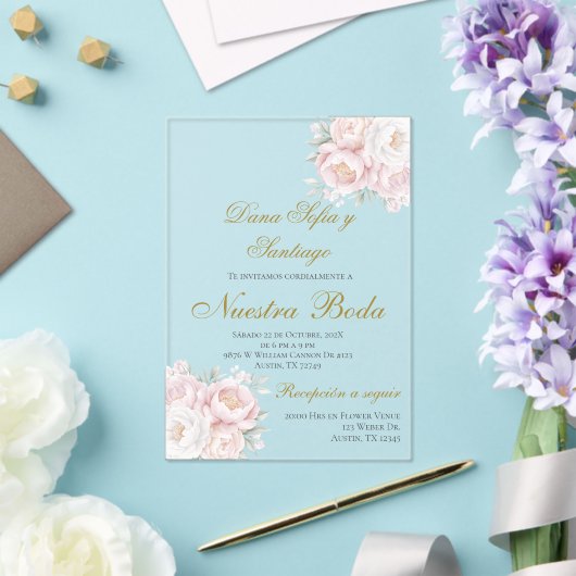 Boho Spaanse bruiloft acryl uitnodiging (Insitu (Huwelijk))