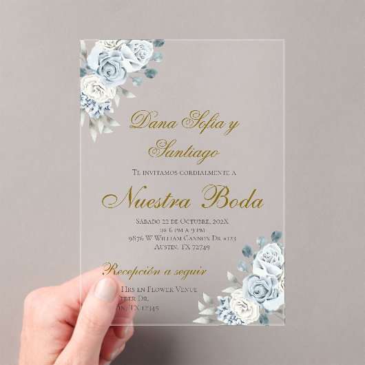 Boho Spaanse bruiloft acryl uitnodiging (Insitu (Draagbaar))