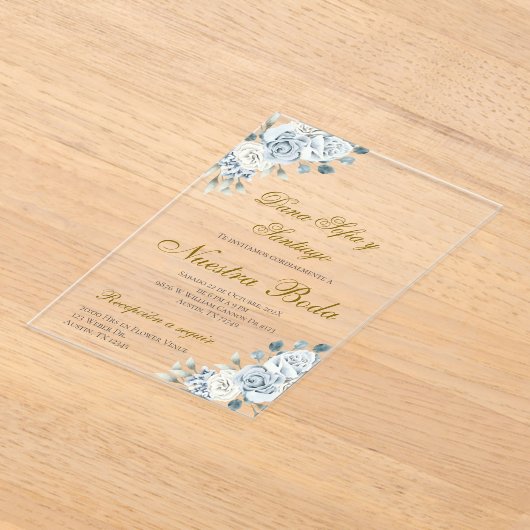 Boho Spaanse bruiloft acryl uitnodiging (Laagn)