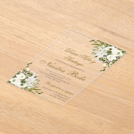 Boho Spaanse bruiloft acryl uitnodiging (Laagn)