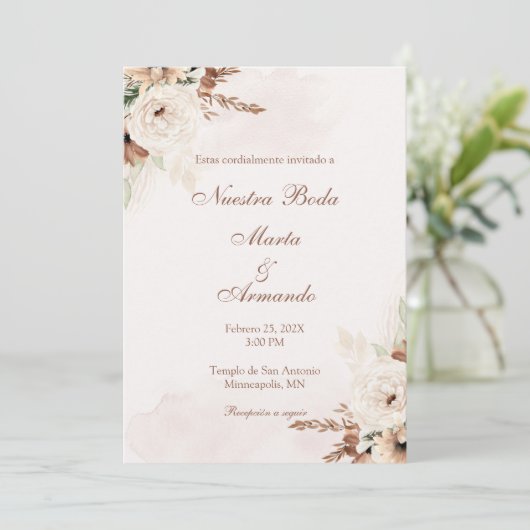 Boho Spaanse bruiloft Kaart (Staand voorkant)