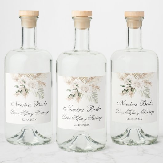 Boho Spaanse bruiloft Likeurfles Etiket (Flessen)