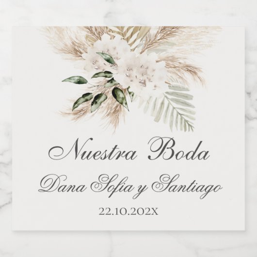 Boho Spaanse bruiloft Likeurfles Etiket (Enkel label)