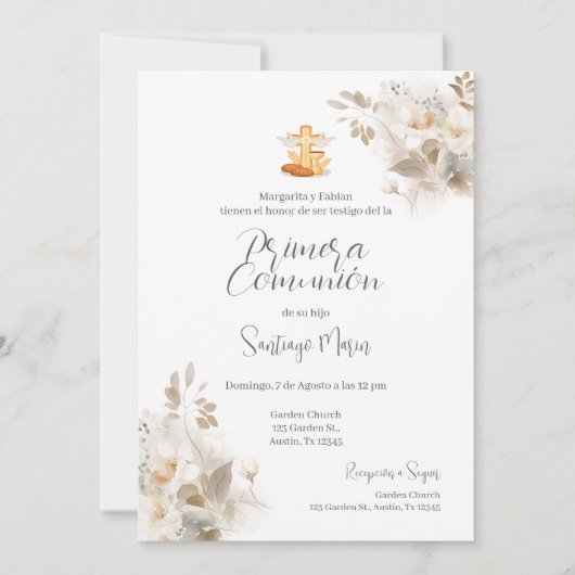 Boho Spaanse Eerste Heilige Communie Kaart (Voorkant)