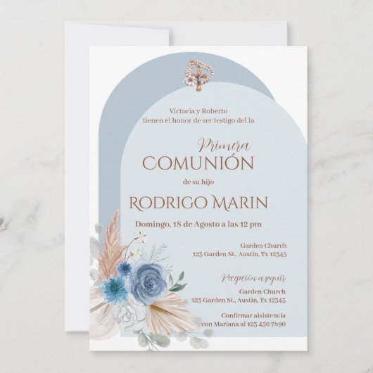 Boho Spaanse Eerste Heilige Communie Kaart (Voorkant)