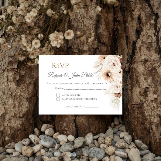 Boho Spaanse Huwelijk RSVP Kaart
