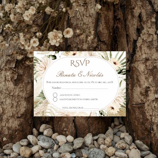 Boho Spaanse Huwelijk RSVP Kaart