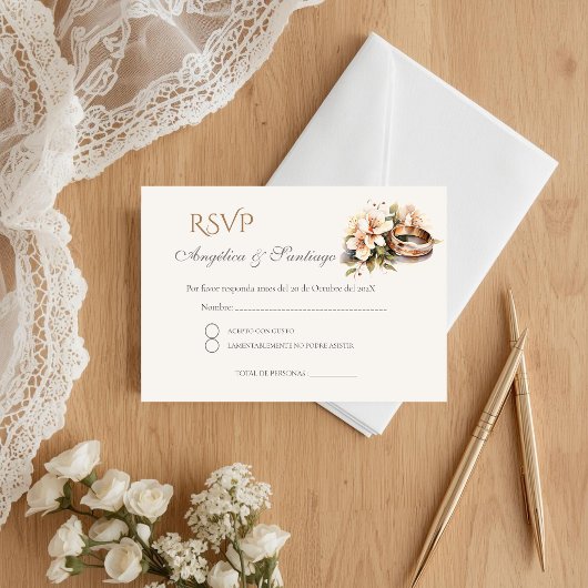 Boho Spaanse Huwelijk RSVP Kaart