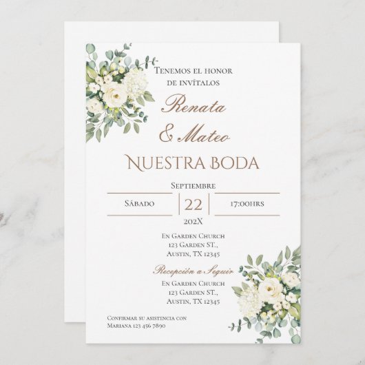 Boho Spaanse Trouw Uitnodiging (Voorkant / Achterkant)