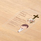 Boho Spanish First Holy Communion Acryl Uitnodigingen (Laagn)