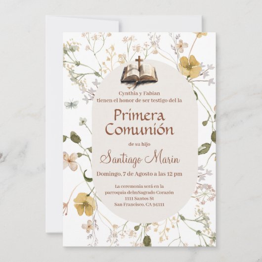 Boho Spanish First Holy Communion Kaart (Voorkant)