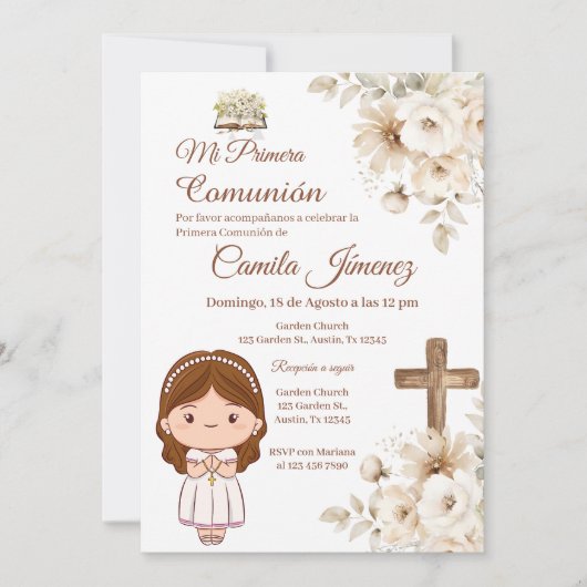 Boho Spanish First Holy Communion Kaart (Voorkant)