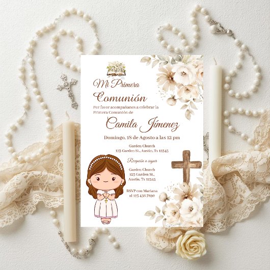 Boho Spanish First Holy Communion Kaart