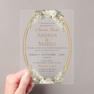Boho Spanish Wedding Acrylic Invitation Acryl Uitnodigingen