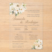 Boho Spanish Wedding Acrylic Invitation Acryl Uitnodigingen (Voorkant)