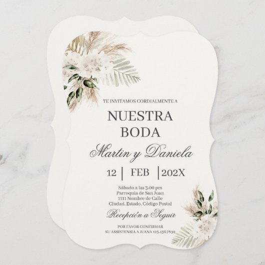 Boho Spanish Wedding Invitation Kaart (Voorkant / Achterkant)