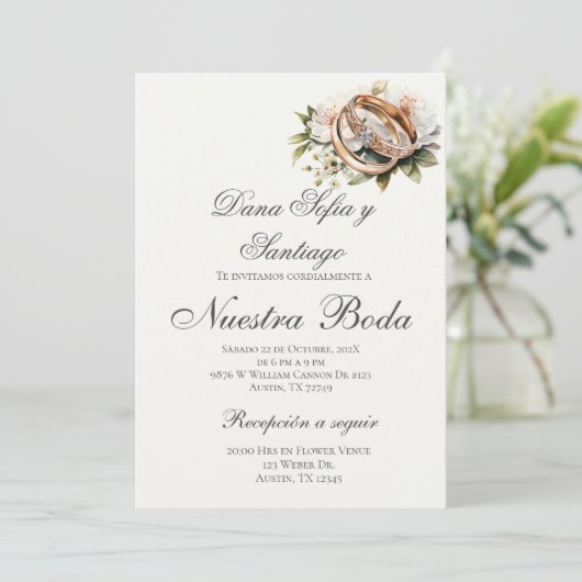 Boho Spanish Wedding Invitation Kaart (Staand voorkant)