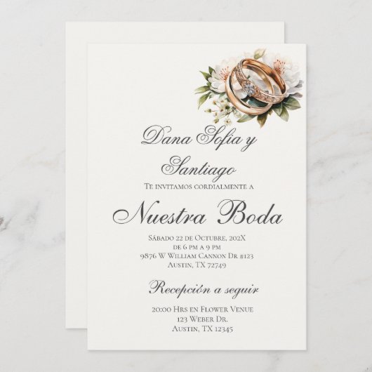 Boho Spanish Wedding Invitation Kaart (Voorkant / Achterkant)