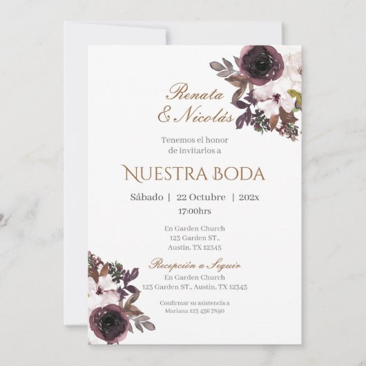 Boho Spanish Wedding Invitation Kaart (Voorkant)