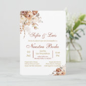 Boho Spanish Wedding Invitation Kaart (Staand voorkant)