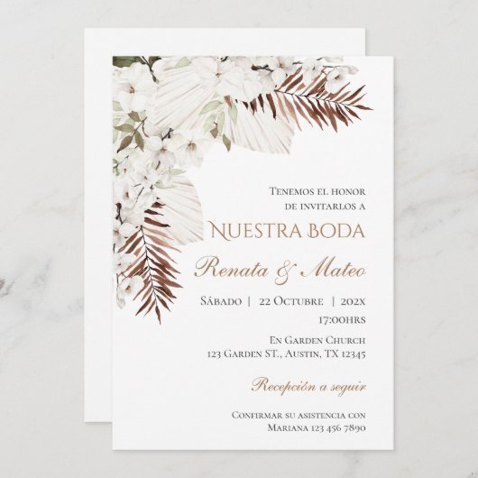 Boho Spanish Wedding Invitation Kaart (Voorkant / Achterkant)
