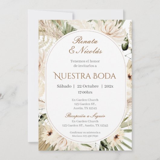 Boho Spanish Wedding Invitation Kaart (Voorkant)