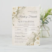 Boho Spanish Wedding Invitation Kaart (Staand voorkant)