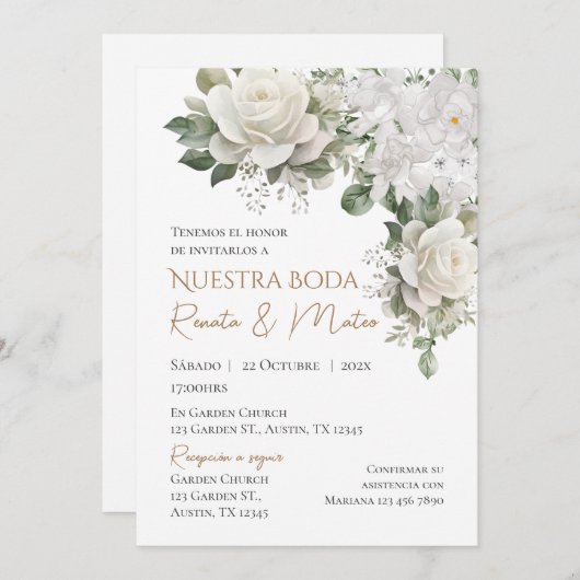 Boho Spanish Wedding Invitation Kaart (Voorkant / Achterkant)