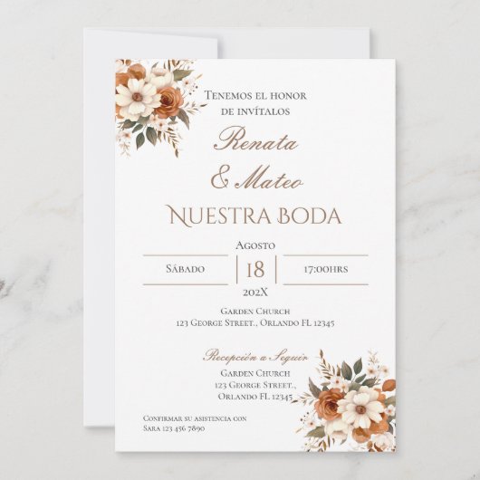 Boho Spanish Wedding Invitation Kaart (Voorkant)