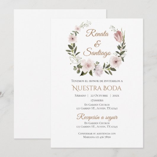 Boho Spanish Wedding Invitation Kaart (Voorkant / Achterkant)