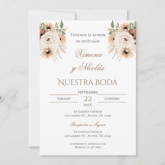 Boho Spanish Wedding Invitation Kaart (Voorkant)