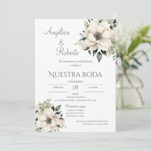 Boho Spanish Wedding Invitation Kaart (Staand voorkant)